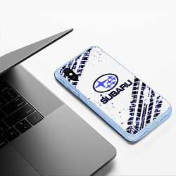 Чехол iPhone XS Max матовый SUBARU, цвет: 3D-голубой — фото 2