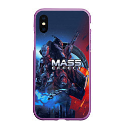 Чехол iPhone XS Max матовый Mass EFFECT Legendary ed, цвет: 3D-фиолетовый