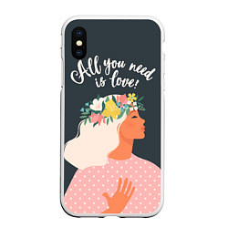 Чехол iPhone XS Max матовый All you need is love, цвет: 3D-белый