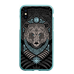 Чехол iPhone XS Max матовый Медведь, цвет: 3D-мятный