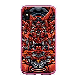 Чехол iPhone XS Max матовый Cyber Samurai, цвет: 3D-малиновый