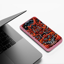 Чехол iPhone XS Max матовый Cyber Samurai, цвет: 3D-малиновый — фото 2