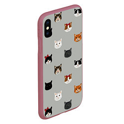 Чехол iPhone XS Max матовый Кошечки, цвет: 3D-малиновый — фото 2