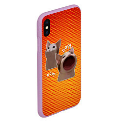 Чехол iPhone XS Max матовый Cat Pop Мем, цвет: 3D-сиреневый — фото 2