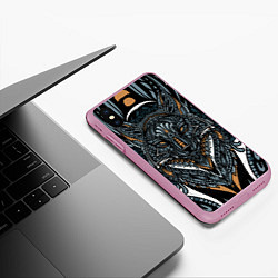 Чехол iPhone XS Max матовый Рисунок лиса, цвет: 3D-розовый — фото 2