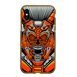 Чехол iPhone XS Max матовый CyberSkull, цвет: 3D-коричневый