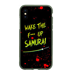 Чехол iPhone XS Max матовый WAKE THE F*** UP SAMURAI, цвет: 3D-темно-зеленый