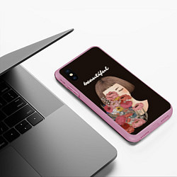 Чехол iPhone XS Max матовый Beautiful, цвет: 3D-розовый — фото 2