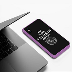 Чехол iPhone XS Max матовый Eat Sleep Valheim Repeat, цвет: 3D-фиолетовый — фото 2