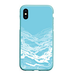 Чехол iPhone XS Max матовый Волны, цвет: 3D-мятный