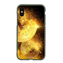 Чехол iPhone XS Max матовый БИТКОИН ЗОЛОТО BITCOIN GOLD, цвет: 3D-темно-зеленый