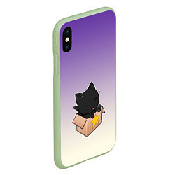 Чехол iPhone XS Max матовый Черный котенок в коробке, цвет: 3D-салатовый — фото 2