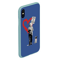 Чехол iPhone XS Max матовый Любовь это ответ Banksy, цвет: 3D-мятный — фото 2