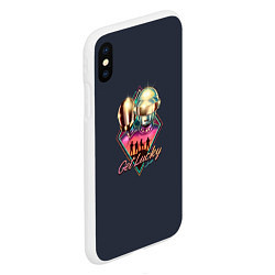 Чехол iPhone XS Max матовый Get Lucky, цвет: 3D-белый — фото 2