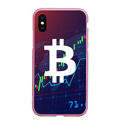 Чехол iPhone XS Max матовый БИТКОИН BITCOIN, цвет: 3D-розовый