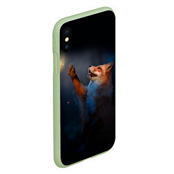 Чехол iPhone XS Max матовый Лиса и огонек, цвет: 3D-салатовый — фото 2
