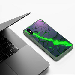 Чехол iPhone XS Max матовый ЗЕЛЕНЫЙ РАЗЛОМ 3Д РАЗЛОМ, цвет: 3D-темно-зеленый — фото 2