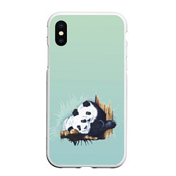 Чехол iPhone XS Max матовый Акварельные панды, цвет: 3D-белый