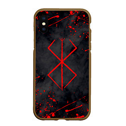 Чехол iPhone XS Max матовый BERSERK БЕРСЕРК КЛЕЙМО, цвет: 3D-коричневый