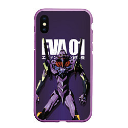 Чехол iPhone XS Max матовый EVA-01, цвет: 3D-фиолетовый