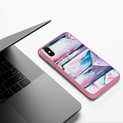 Чехол iPhone XS Max матовый Цветные мелки, цвет: 3D-малиновый — фото 2