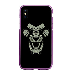 Чехол iPhone XS Max матовый Сердитый лев, цвет: 3D-фиолетовый