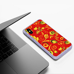 Чехол iPhone XS Max матовый ХОХЛОМА, цвет: 3D-светло-сиреневый — фото 2