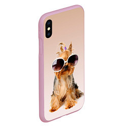 Чехол iPhone XS Max матовый Собака в очках, цвет: 3D-розовый — фото 2