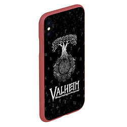 Чехол iPhone XS Max матовый Valheim Руны Иггдрасиль, цвет: 3D-красный — фото 2