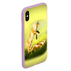 Чехол iPhone XS Max матовый Лисята, цвет: 3D-сиреневый — фото 2