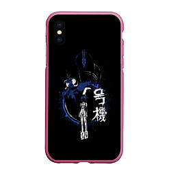 Чехол iPhone XS Max матовый ЕВАНГЕЛИОН EVANGELION, цвет: 3D-малиновый