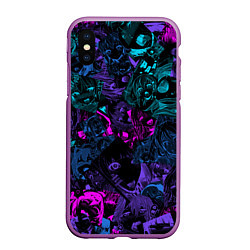 Чехол iPhone XS Max матовый Neon Ahegao, цвет: 3D-фиолетовый
