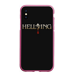 Чехол iPhone XS Max матовый Hellsing, цвет: 3D-малиновый