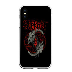 Чехол iPhone XS Max матовый Slipknot Черепа, цвет: 3D-белый