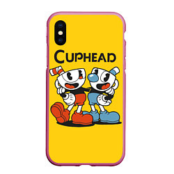 Чехол iPhone XS Max матовый CUPHEAD, цвет: 3D-малиновый