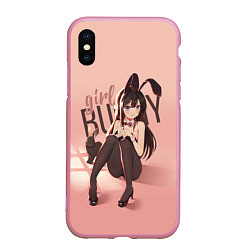 Чехол iPhone XS Max матовый Bunny Girl, цвет: 3D-розовый