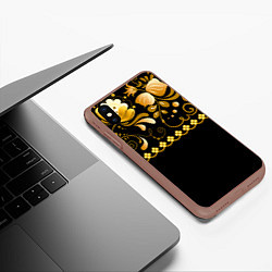Чехол iPhone XS Max матовый Цветы, цвет: 3D-коричневый — фото 2