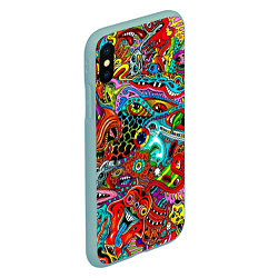 Чехол iPhone XS Max матовый Яркая абстракция bright abstraction, цвет: 3D-мятный — фото 2