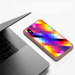 Чехол iPhone XS Max матовый Пиксельная радуга, цвет: 3D-коричневый — фото 2