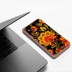Чехол iPhone XS Max матовый Хохлома, цвет: 3D-коричневый — фото 2