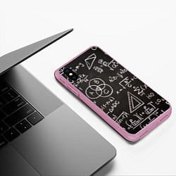 Чехол iPhone XS Max матовый Математические уравнения, цвет: 3D-розовый — фото 2