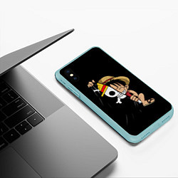 Чехол iPhone XS Max матовый ONE PIECE ЛУФФИ ЧЕРЕП СИМВОЛ, цвет: 3D-мятный — фото 2