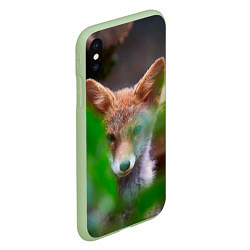 Чехол iPhone XS Max матовый Лисичка, цвет: 3D-салатовый — фото 2