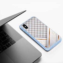 Чехол iPhone XS Max матовый Luxury white & Gold, цвет: 3D-голубой — фото 2