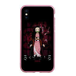 Чехол iPhone XS Max матовый Nezuko Kamado Kimetsu no Yaiba, цвет: 3D-розовый