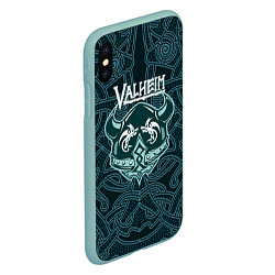 Чехол iPhone XS Max матовый Valheim шлем с рогами, цвет: 3D-мятный — фото 2