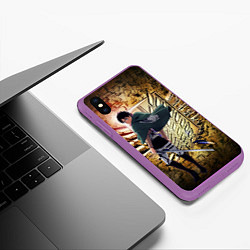 Чехол iPhone XS Max матовый Грозный солдат Эрен, цвет: 3D-фиолетовый — фото 2