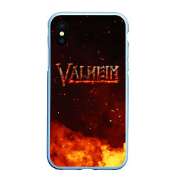 Чехол iPhone XS Max матовый Valheim огненный лого, цвет: 3D-голубой