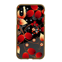 Чехол iPhone XS Max матовый Ягодная роспись, цвет: 3D-коричневый