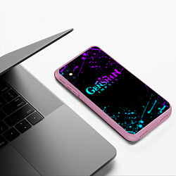 Чехол iPhone XS Max матовый GENSHIN IMPACT NEON LOGO, цвет: 3D-розовый — фото 2